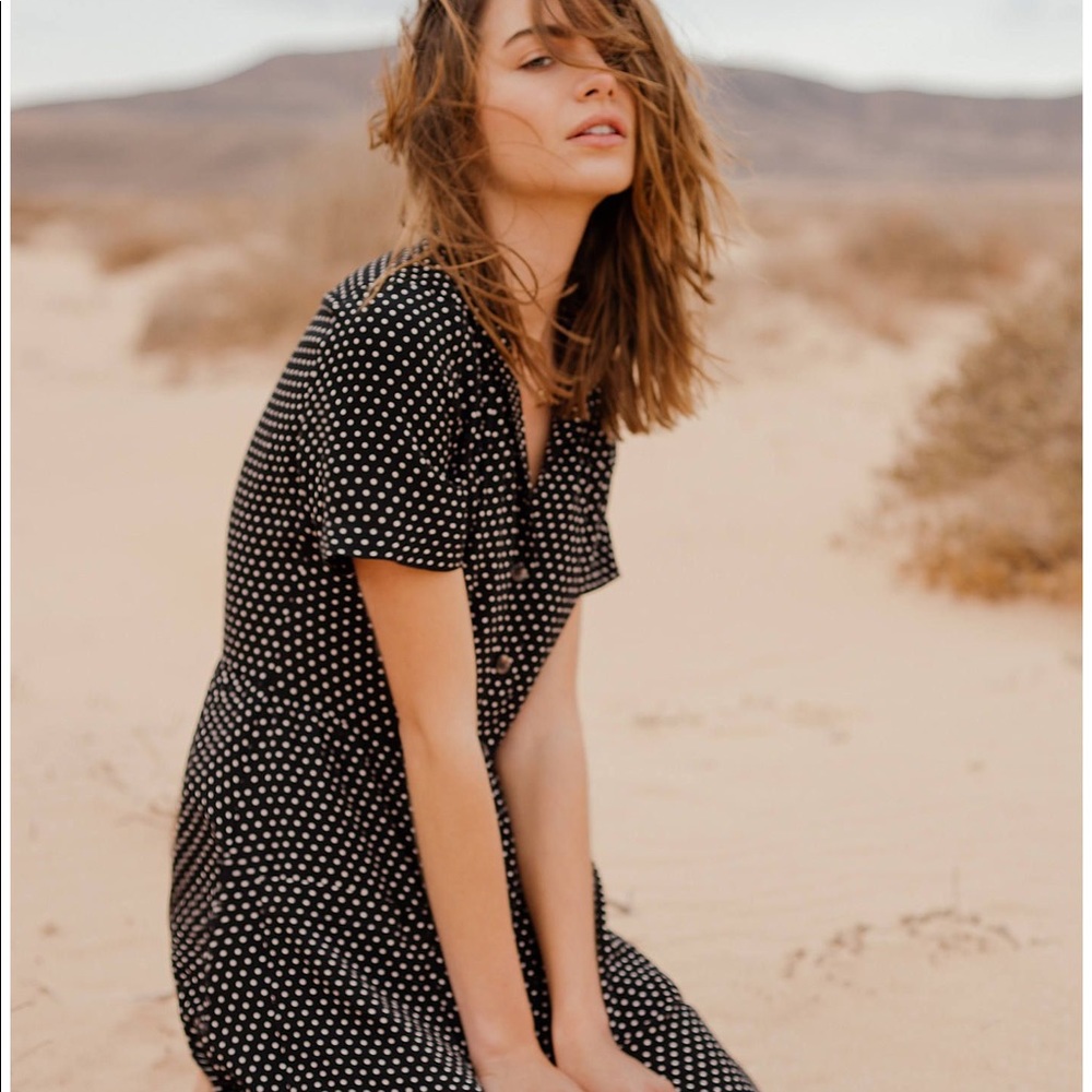 Urban Outfitters Midi Button Polka Dot Dress